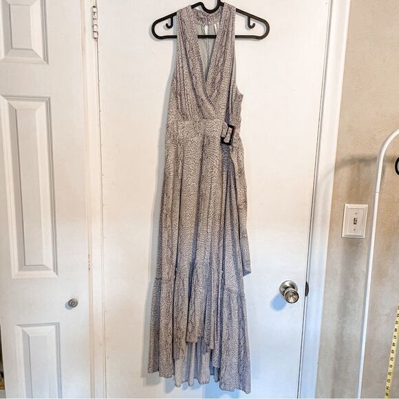 Anthropologie Marfa Snakeskin Grey Midi Dress 2 - Picture 10 of 13